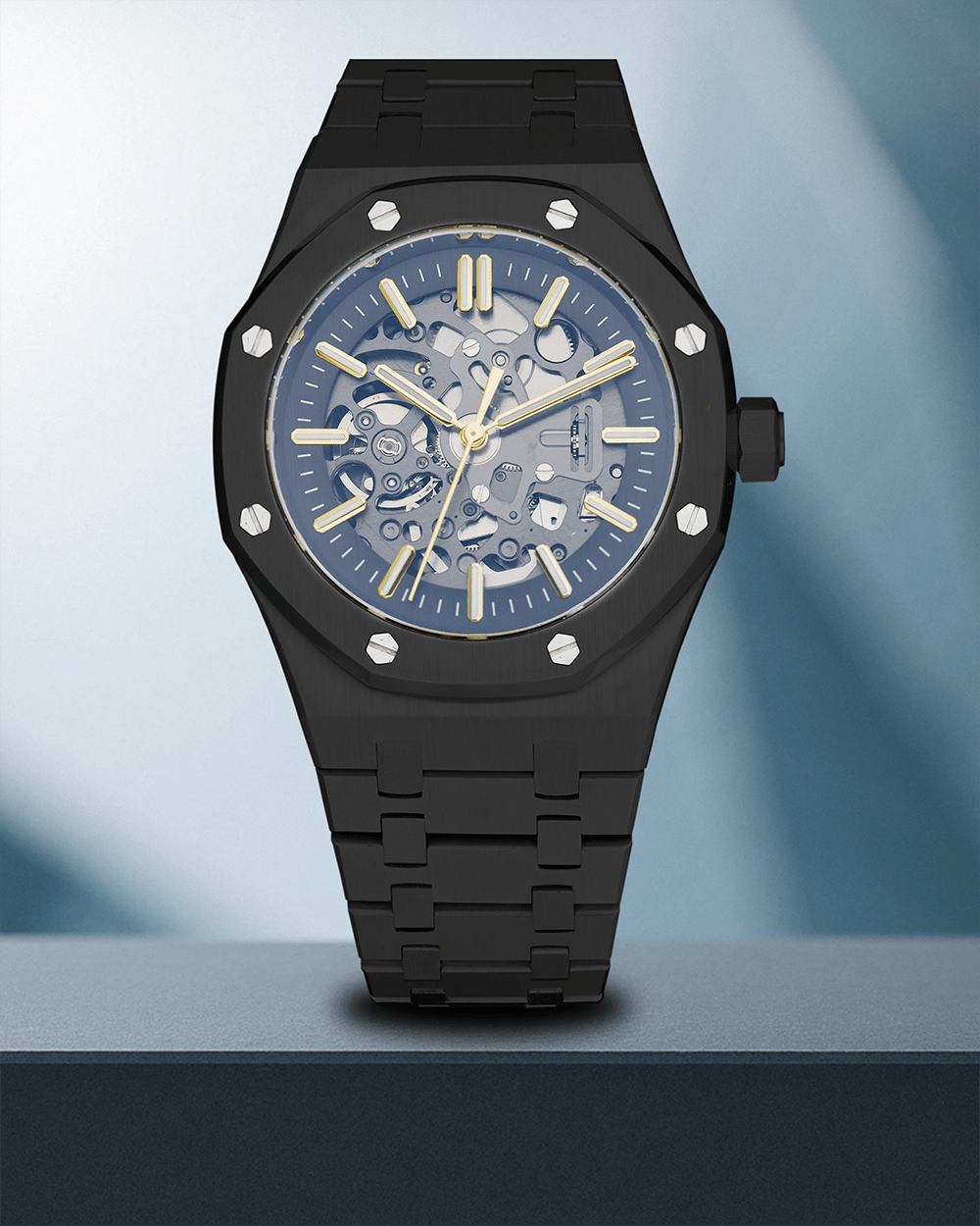 Nomods Seiko Mod - Royal Oak Skeleton 41mm Black PVD Gold