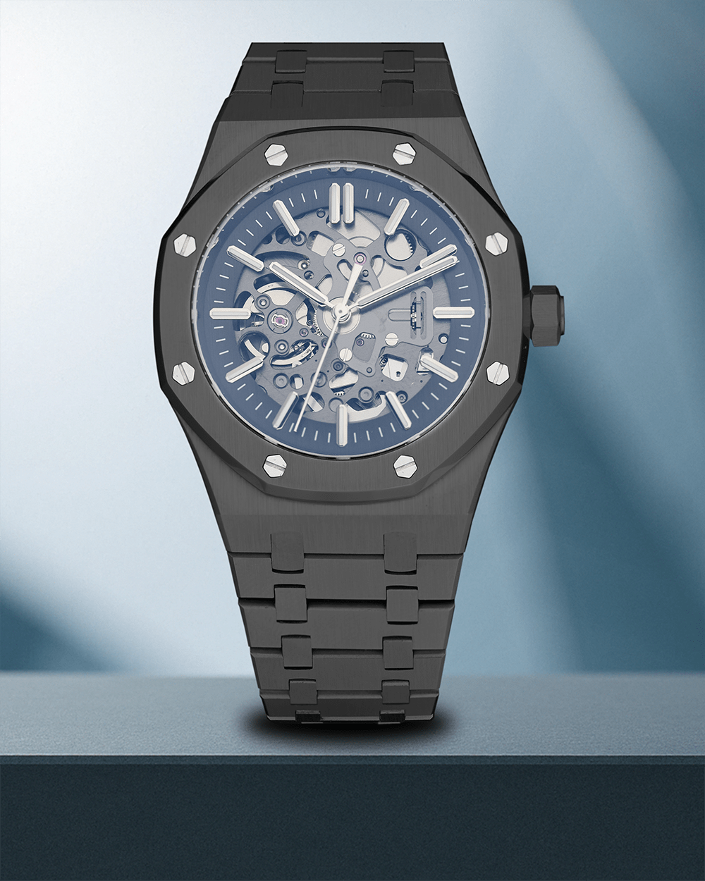Nomods Seiko Mod - Royal Oak Skeleton 41mm Gun Metal Gray