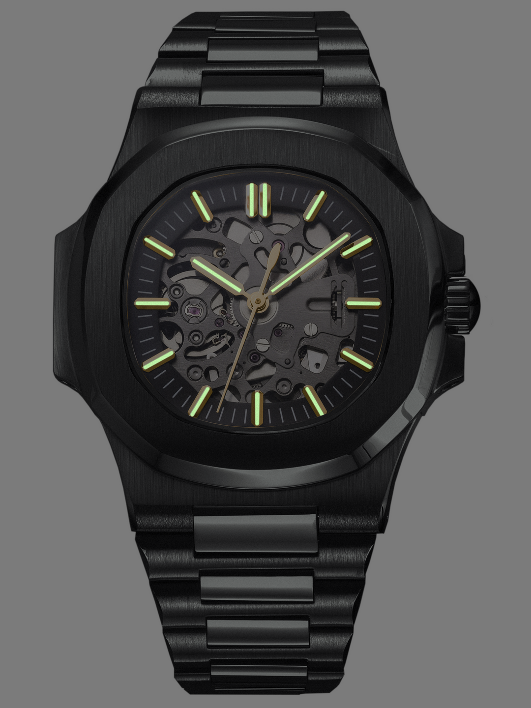 Seiko Mod - Nautilus Skeleton Black PVD Gold
