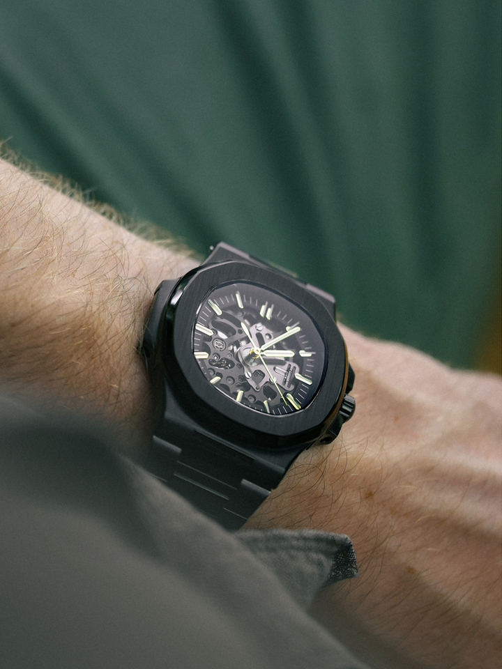 Seiko Mod - Nautilus Skeleton Black PVD Gold