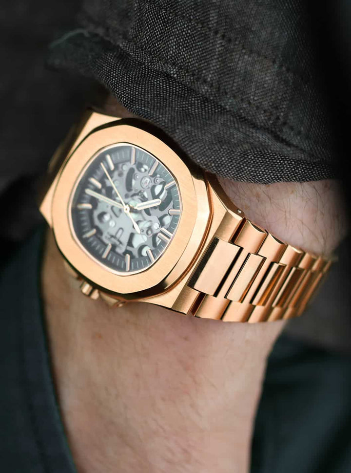 Seiko mod - Nautilus Skeleton Rose gold 4
