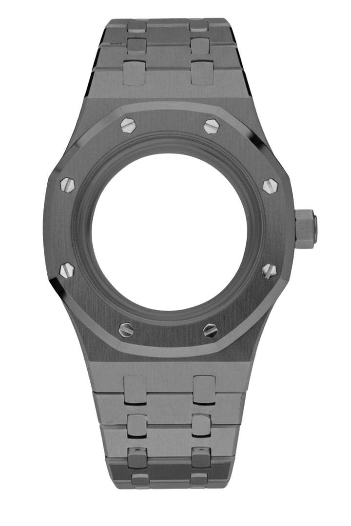 Nomods Gun Metal / Blue AR / Exhibition V2 Ultrathin Gunmetal Royal Oak Seiko Mod Case – 37mm NH35/NH72