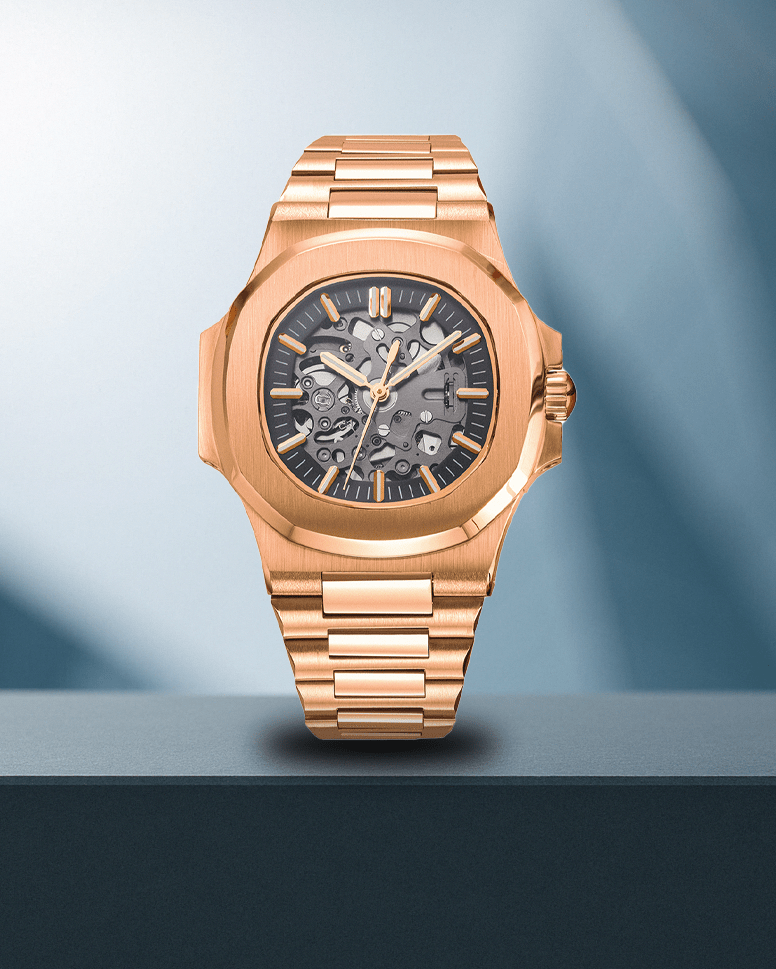 Nomods Seiko mod - Nautilus Skeleton Rose Gold