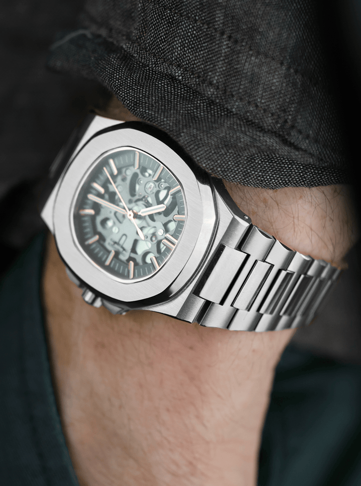Nomods Seiko mod - Nautilus Skeleton Silver and Rose gold