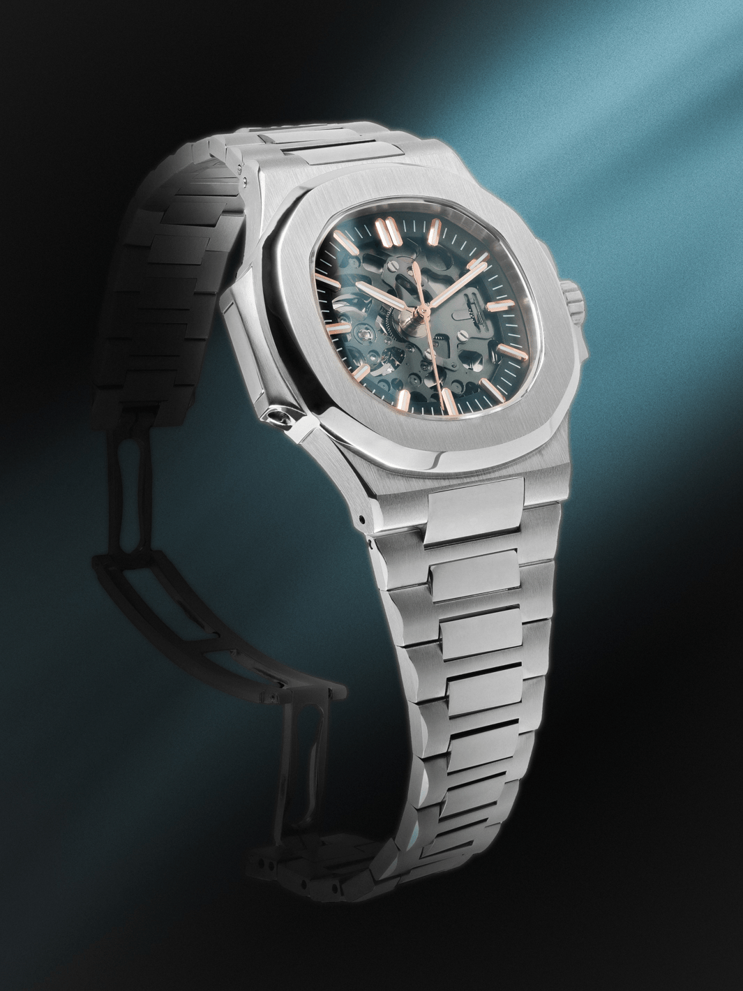 Nomods Seiko mod - Nautilus Skeleton Silver and Rose gold