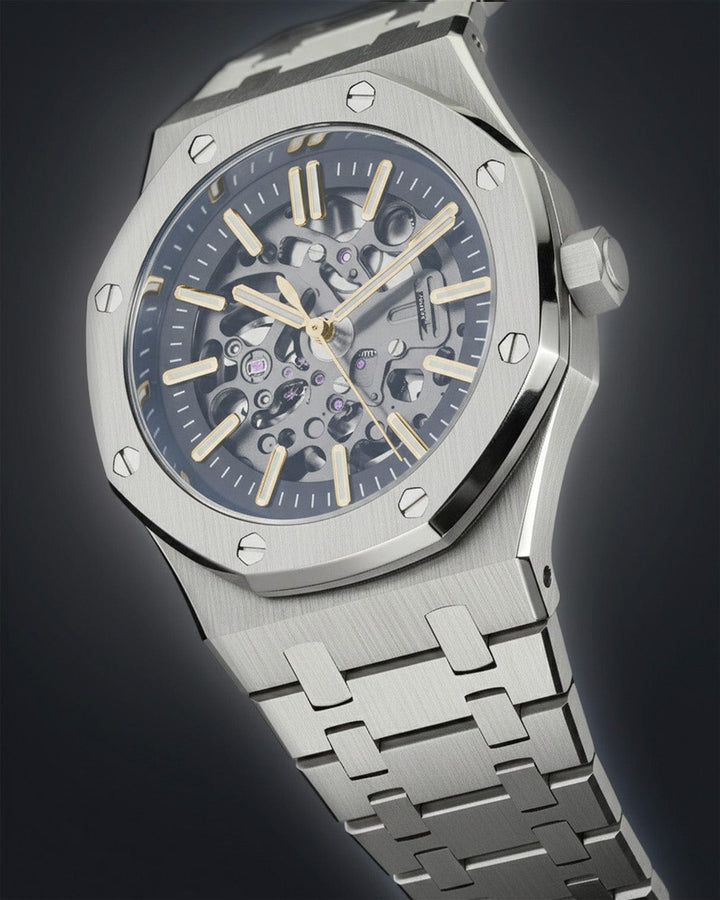 Nomods Seiko Mod -  Royal Oak Skeleton 41mm Silver Two-Tone Gold